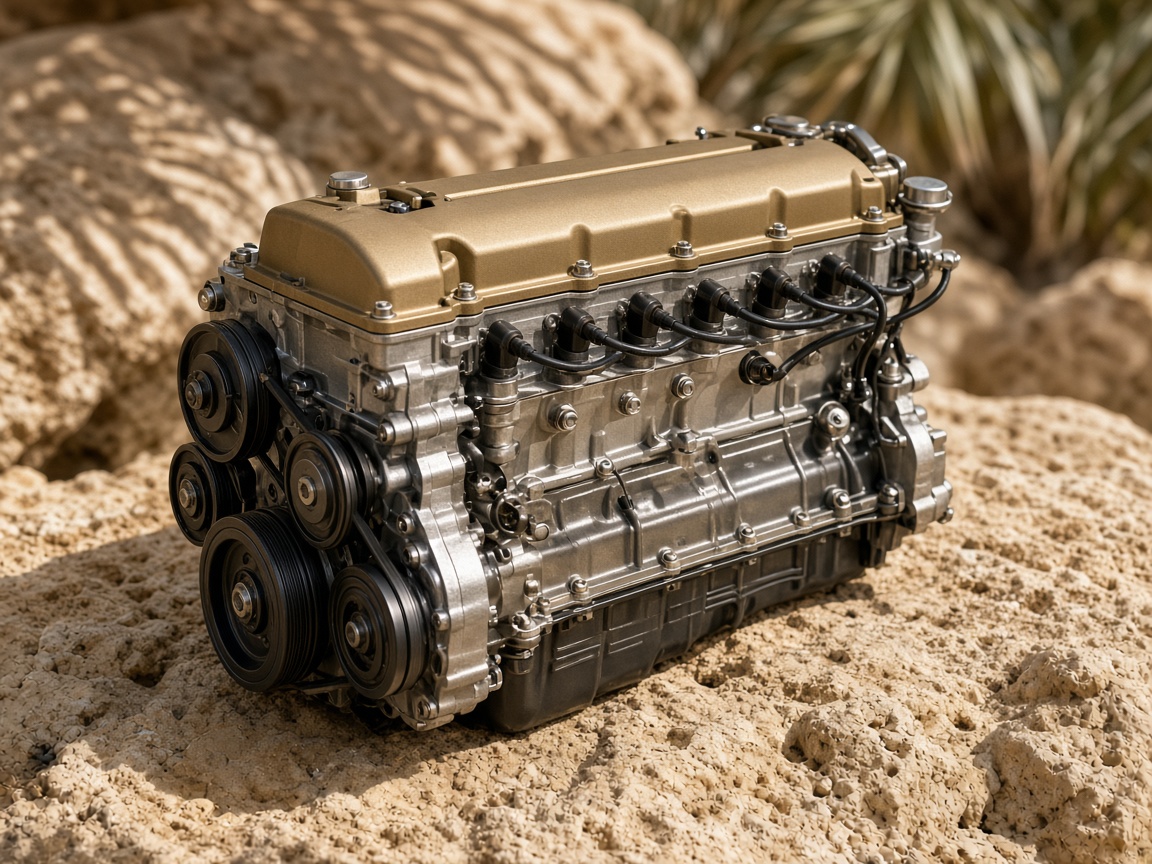 A diesel engine on warm stone