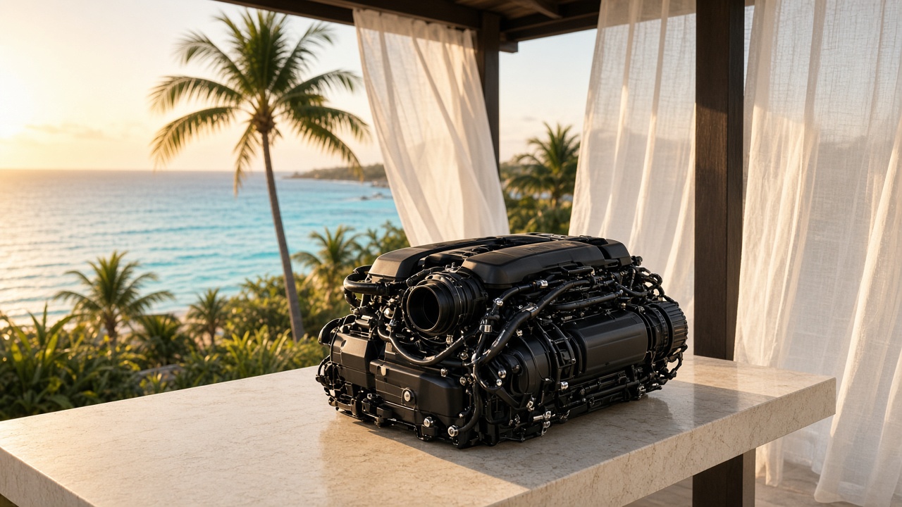 Engine on a ledge by the sea